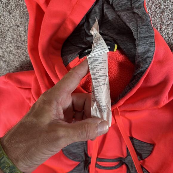 Under Armour Hoodie Medium ColdGear Fleece Big Logo Pullover 1273628 Athleisure - Picture 8 of 13